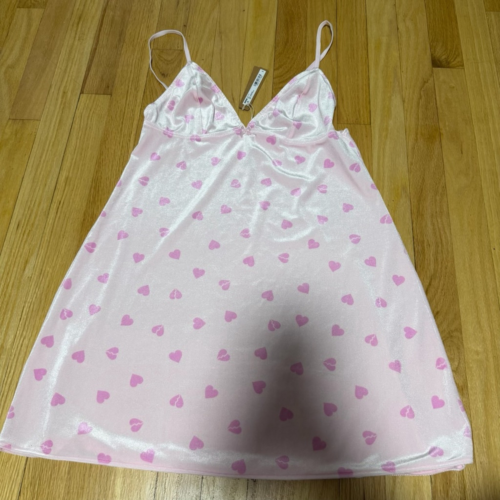 Women's SKIMS Heart Breaker Velvet Lace Slip Dress Pink Size L SKU658